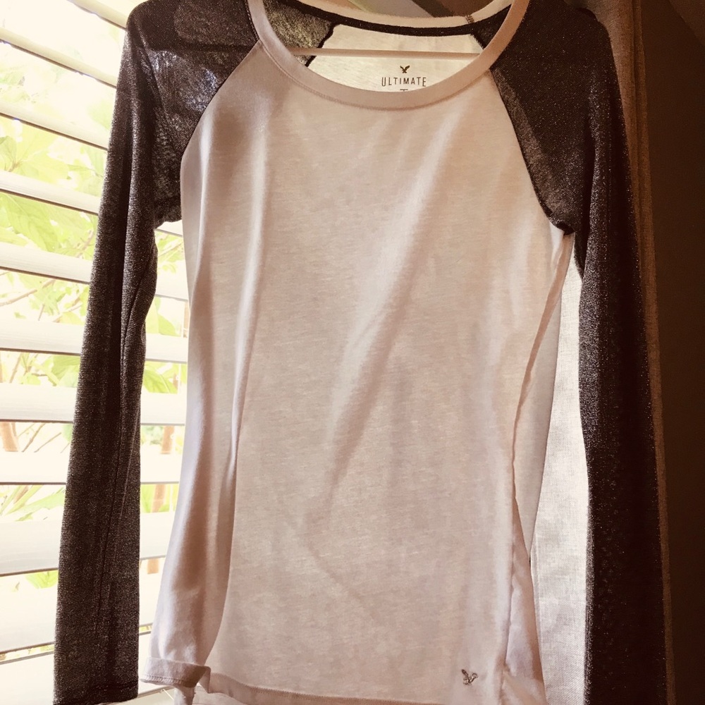 Baseball styled glitter arm shirt